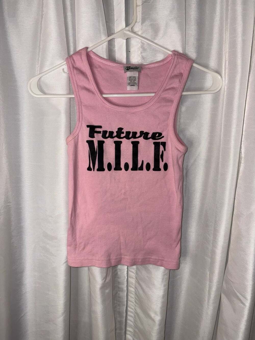 Popular Sports Pink Future M.I.L.F. Ribbed Tank Top Size Large